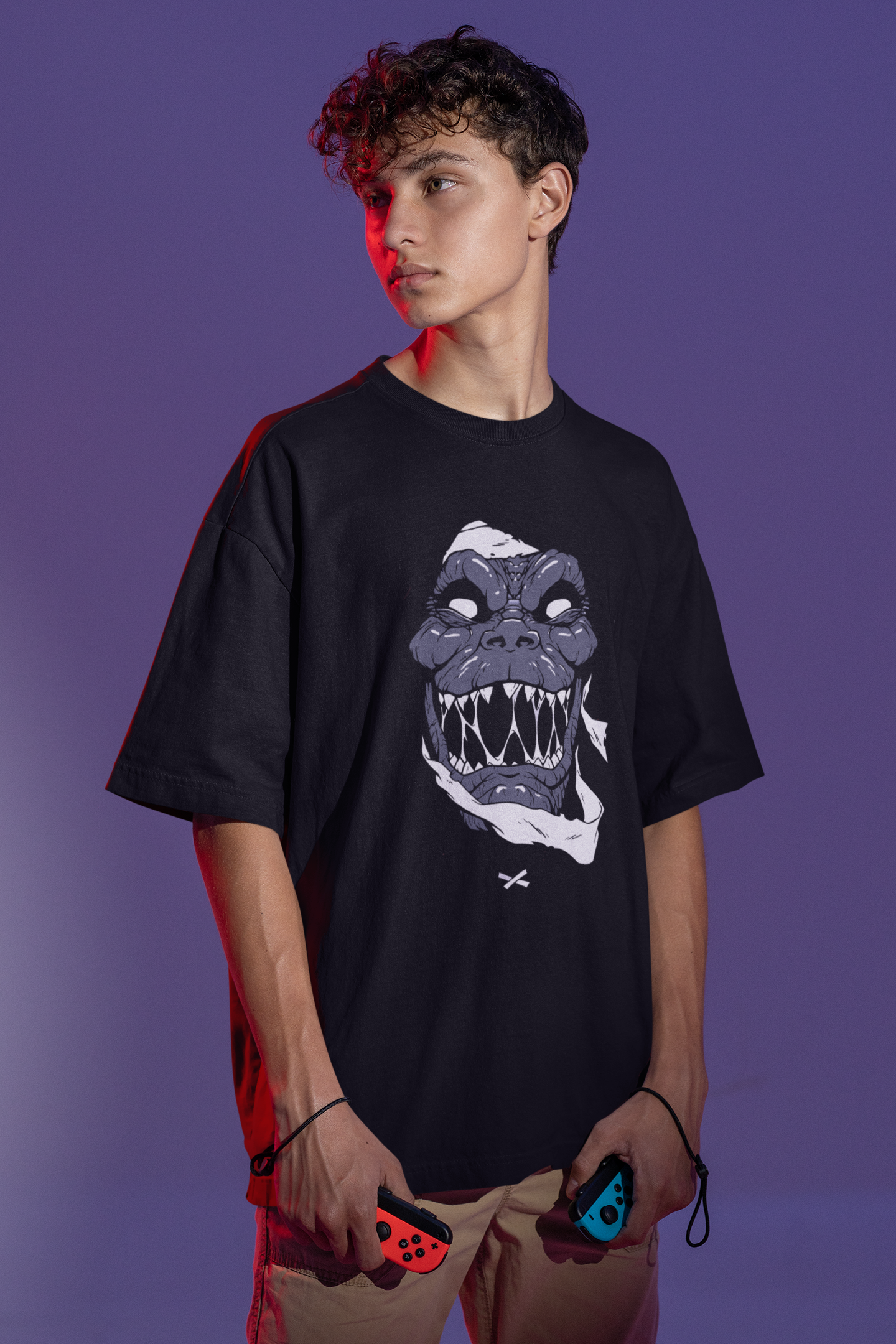 Oversized Demon Face T-Shirt UP LOOKS